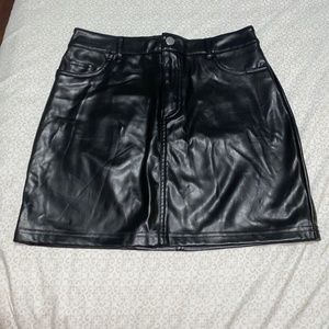 Leather black skirt